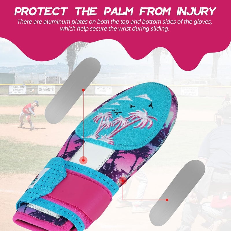 Big Crazy Sliding Mitt, Baseball Softball Sliding Glove for Youth Kid, Hand Protection for Left & Right Hands, Flexible Breathable Durable, Funny Design Ice Cream, Joker Smile, Coconut Tree - Image 2